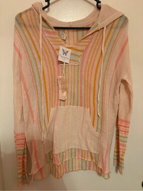 Hem and Thread Pastel Boho Hoodie Size Small NWT